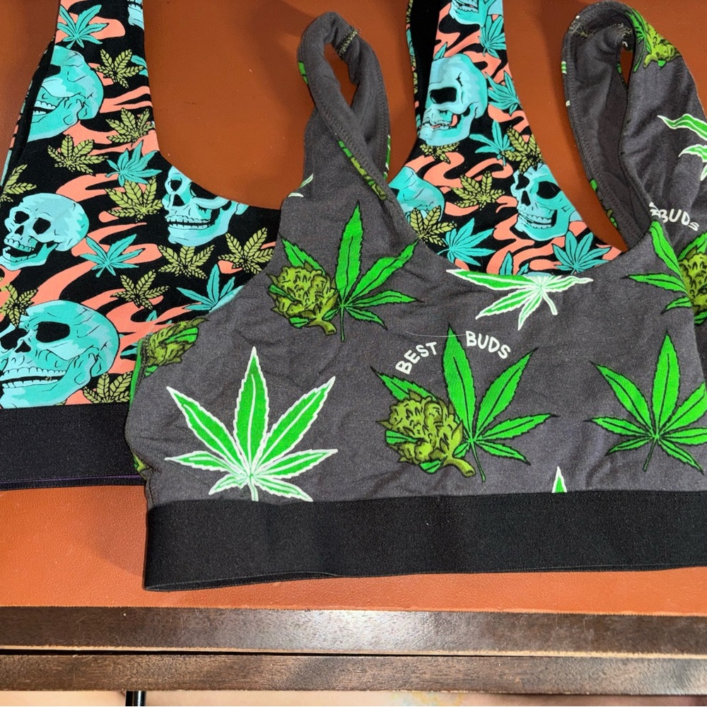MeUndies Best Buds/ leaf Fabric Detail Bundle of 2 XL scoop bralette